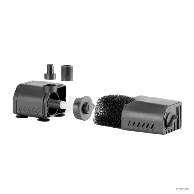 Bomba submersível preta com peças destacadas