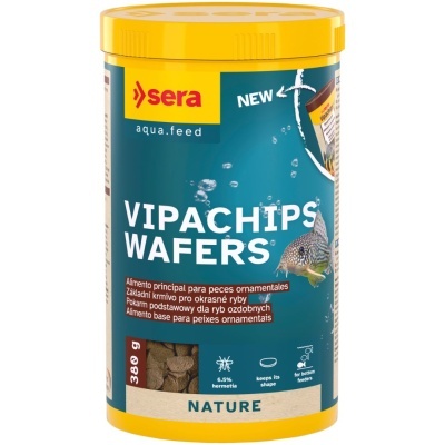 Recipiente de alimento para peixes ornamentais, VIPACHIPS WAFERS, 380 g