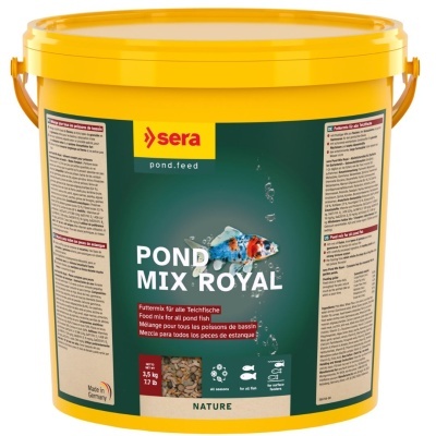 Recipiente amarelo com alimento para peixes POND MIX ROYAL