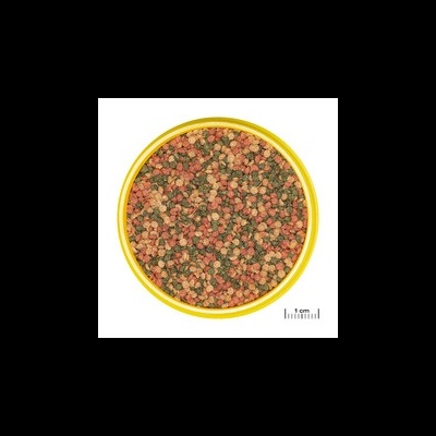 Comida seca para animais em recipiente amarelo