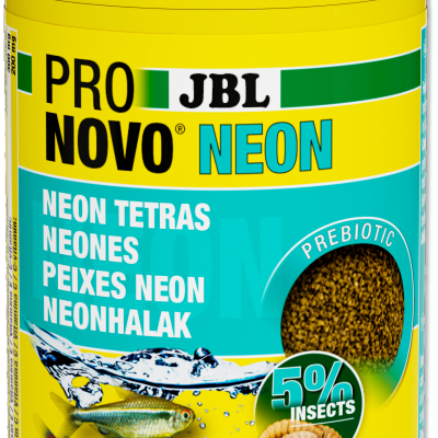 Frasco de comida para peixes JBL PRO NOVO NEON amarelo e ciano