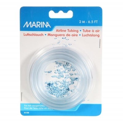 Tubo translúcido para ar da marca MARINA em embalagem azul e branca
