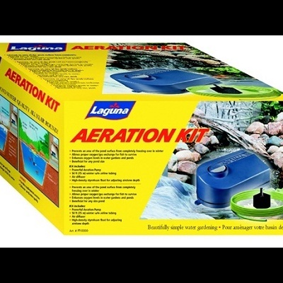 Caixa amarela com kit de aeração Laguna para lagoas com aparelho azul