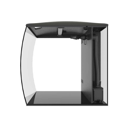 Estúdio fotográfico portátil com painel translúcido branco e estrutura preta