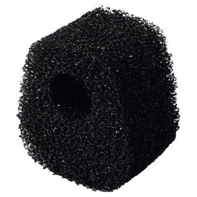 Filtro de espuma preto cilíndrico com furo central