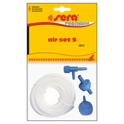 Conjunto de acessórios para aerador de aquário air set S da sera em embalagem amarela