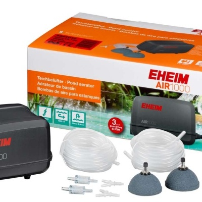 Conjunto EHEIM AIR 1000 com compressor de ar preto e acessórios com caixa colorida