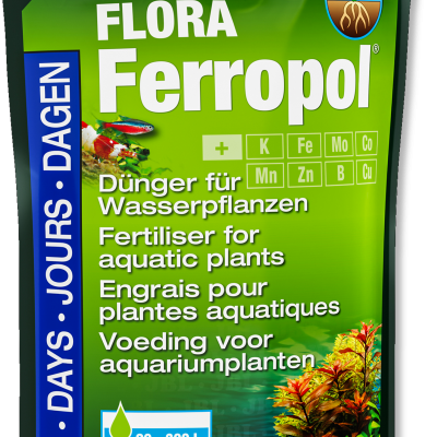 Embalagem verde de fertilizante JBL Ferropol para plantas aquáticas com tampa verde claro