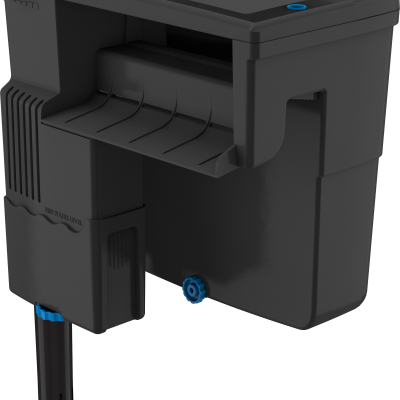 Filtro para aquário preto com detalhes azuis