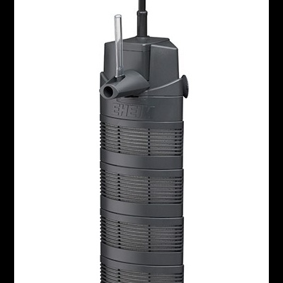 Filtro interior para aquário preto com múltiplas camadas e cabo elétrico