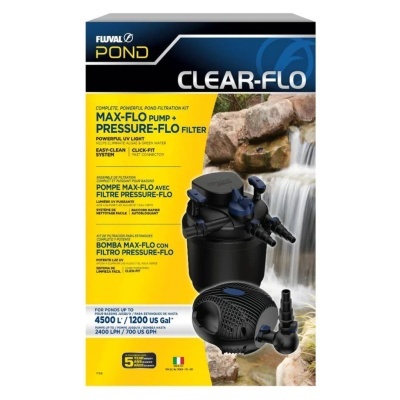 Embalagem do filtro de lagoa FLUVAL POND CLEAR-FLO com bomba e filtro preto