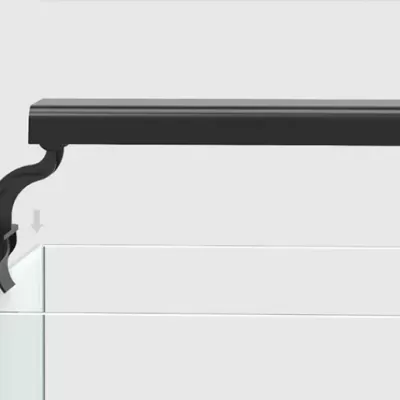 Luz de aquário preta com suporte de fixação para vidro transparente