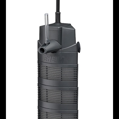 Filtro interno para aquário cinza escuro com tubo transparente e cabo elétrico