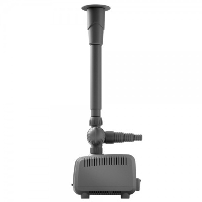 Bomba de água para fonte em plástico cinzento com tubo vertical e lateral