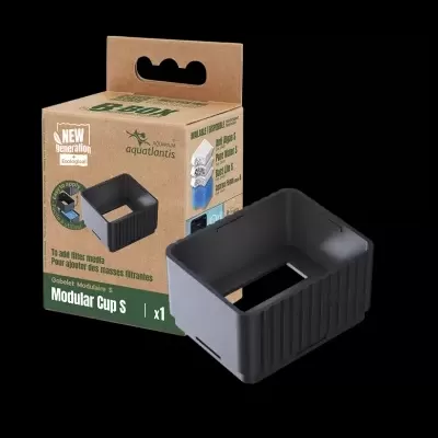 Copo modular preto em plástico com embalagem reciclável de cartão