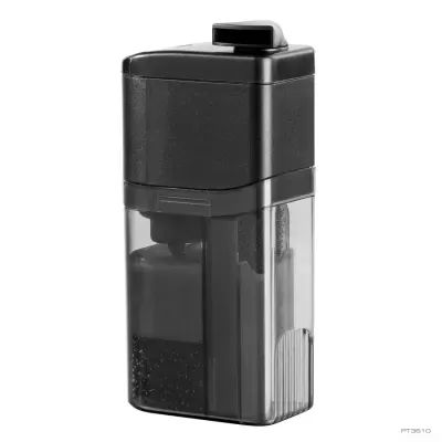 Moinho de pimenta preto transparente de plástico.