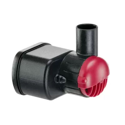 Bomba de água submersível preta e vermelha com grelha frontal