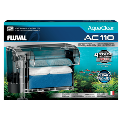 Filtro de desempenho Fluval AquaClear AC 110 para aquários com embalagem azul