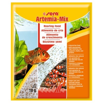 Pacote amarelo de alimento para peixes Artemia-Mix