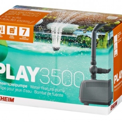 Caixa da bomba de fonte PLAY 3500 cinzenta da EHEIM com água a jorrar