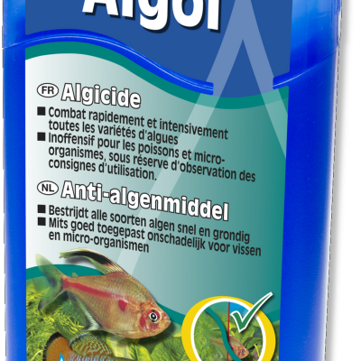 Frasco azul Algicida JBL para aquários de água doce