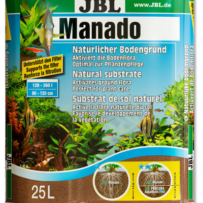 Saco de substrato natural JBL Manado 25L para aquários com plantas