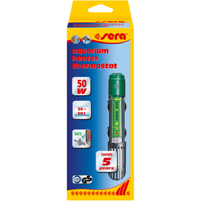 Embalagem do aquecedor de aquário Sera 50W com termostato