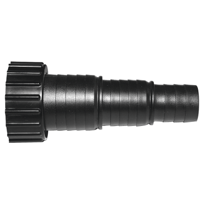 Conector de mangueira preto em plástico com rosca