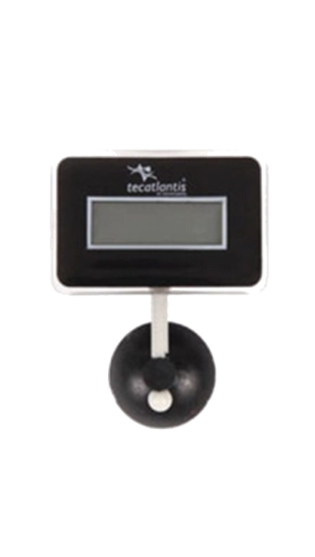 Balança digital preta com visor e ventosa branca