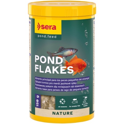 Embalagem de alimento para peixes Pond Flakes da marca Sera