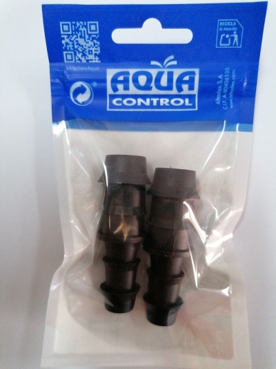 Conectores hidráulicos pretos em saco plástico com topo azul AQUA CONTROL