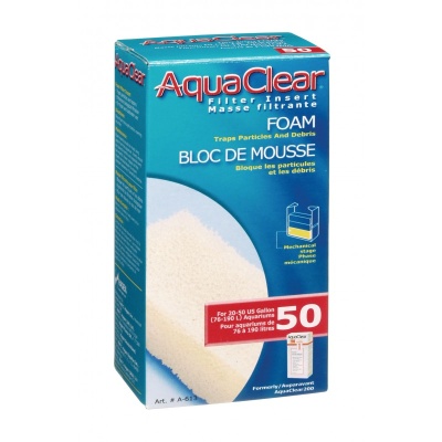 Embalagem azul de filtro de espuma AquaClear para aquários, bloco de mousse visível