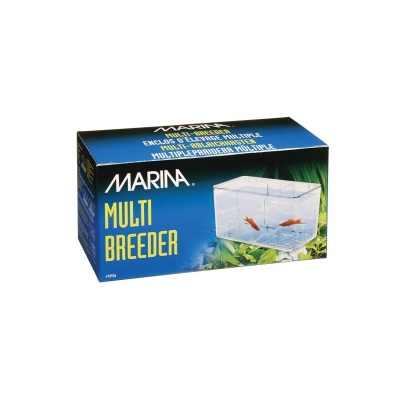 Caixa do produto MARINA Multi Breeder com imagem de aquário e peixes em fundo azul e preto