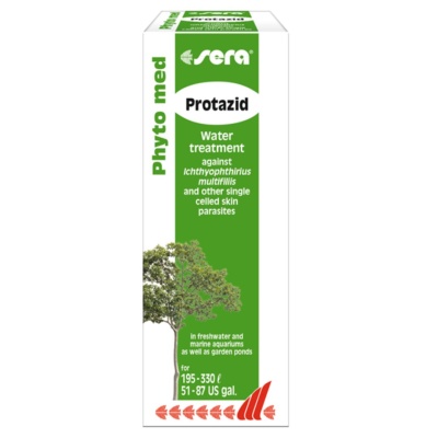 Embalagem de produto Sera Protazid para tratamento de água