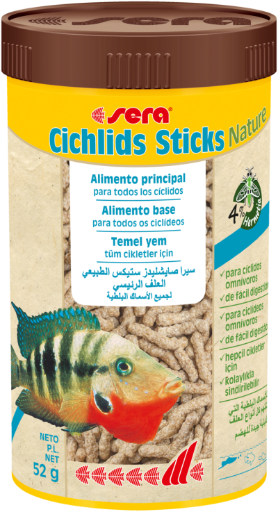 Embalagem de alimento para peixes Sera Cichlids Sticks Nature