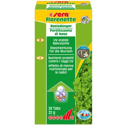 Embalagem de fertilizante sera florenette verde e amarelo com texto e imagem de plantas