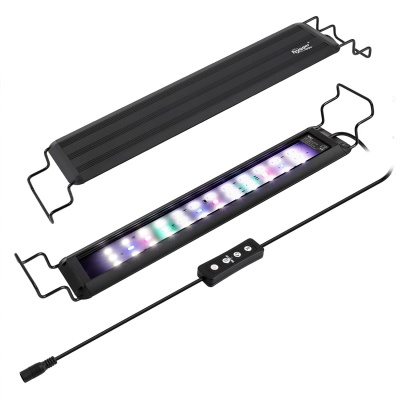 Luz LED para aquário com controle remoto e suportes metálicos