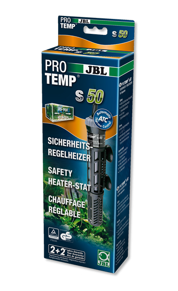 Caixa do aquecedor ajustável JBL PRO TEMP S 50 para aquários 25-50L com selo de garantia e controlo ATC