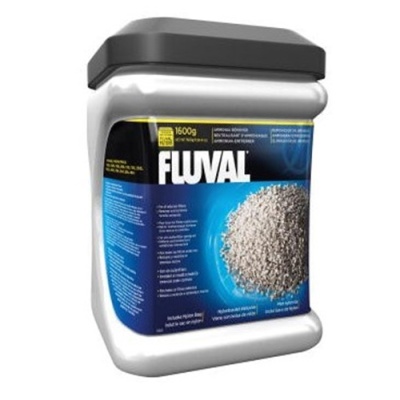 Recipiente branco com tampa cinza e etiqueta azul da marca FLUVAL
