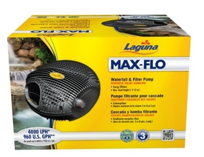 Bomba para cascata e filtro Laguna Max-Flo na embalagem amarela
