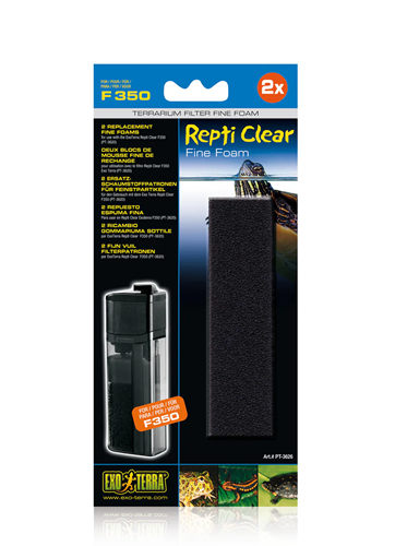 Espuma de filtro fina preta para terrário Repti Clear F350, embalagem com duas unidades.