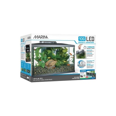 Aquário MARINA LED 10G com plantas artificiais e decoração