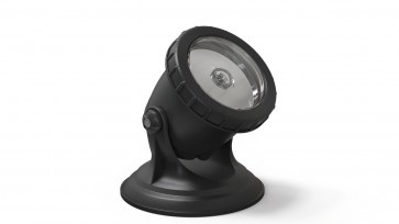 Farol redondo de mesa preto com lente transparente