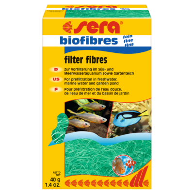 Embalagem amarela de fibras filtrantes Sera biofibres para aquários e lagos