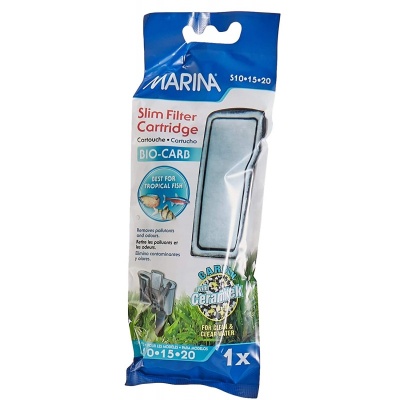 Cartucho de filtro fino azul e branco Marina Slim Filter Cartridge BIO-CARB para aquário
