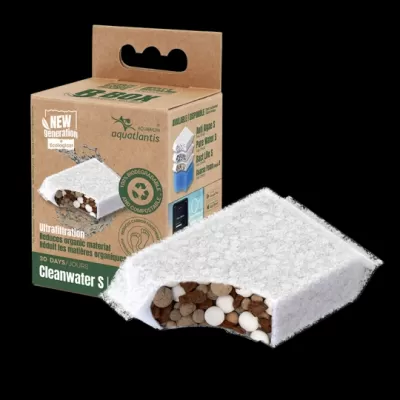 Filtro ultrafiltrante para aquário Aquatlantis com embalagem castanha e filtro branco com pellets
