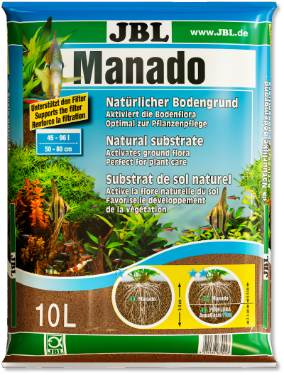 Embalagem de substrato natural JBL Manado para aquários, 10 litros, castanho