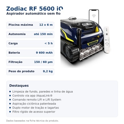 Aspirador automático Zodiac RF 5600 iQ para piscina