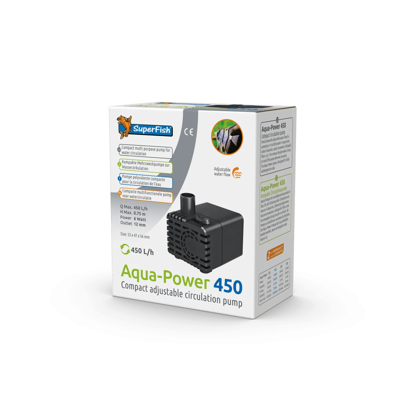 Bomba de circulação de água SuperFish Aqua-Power 450 na embalagem