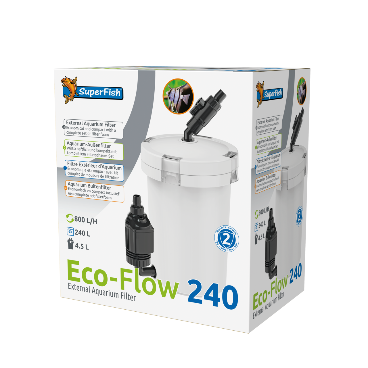 Caixa do filtro externo para aquário SuperFish Eco-Flow 240 branco e preto